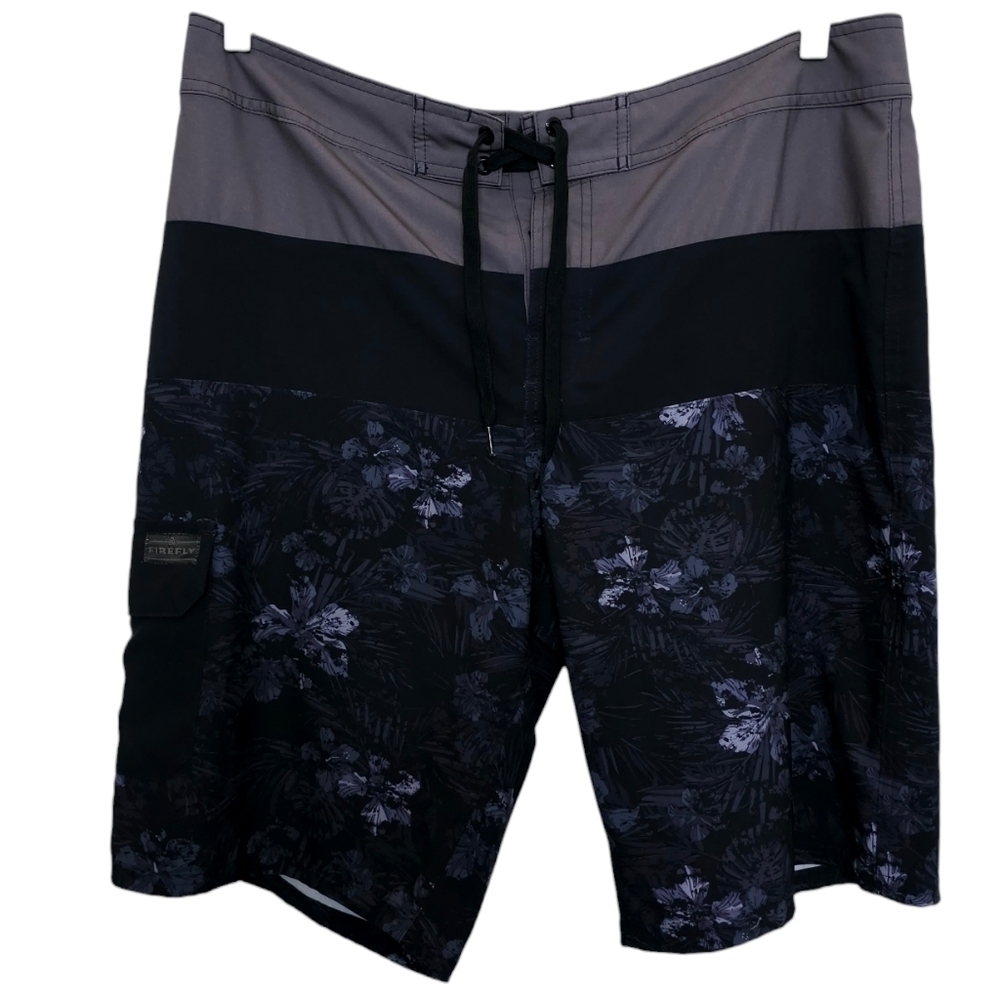 Firefly Grey Black Colourblock  Boards Shorts Cargo Pocket 36 waist